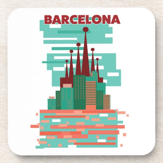 Barcelona Retro Reiseplakat Getränkeuntersetzer (Vorderseite)