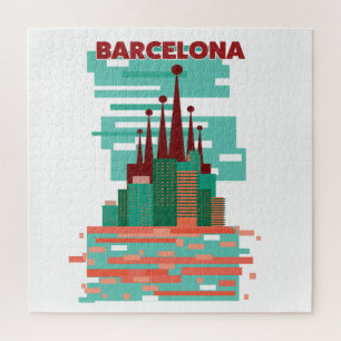 Barcelona Retro-Reiseplakat Puzzle