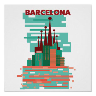 Barcelona Retro-Reiseposter Poster