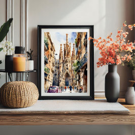 Barcelona Sagrada De Familia Wasserfarbenposter Poster