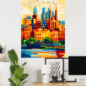 Barcelona Sagrada Familia - Abstrakter Fauvist Poster (Heimbüro)