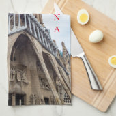 Barcelona Sagrada Familia Ausblick Teetuch Geschirrtuch (Viertel Falte)