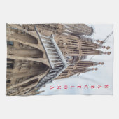 Barcelona Sagrada Familia Ausblick Teetuch Geschirrtuch (Horizontal)