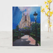 Barcelona Sagrada Familia mit Park und Laterne Karte (Gelbe Blume)
