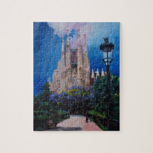 Barcelona Sagrada Familia mit Park und Laterne Puzzle (Vertikal)