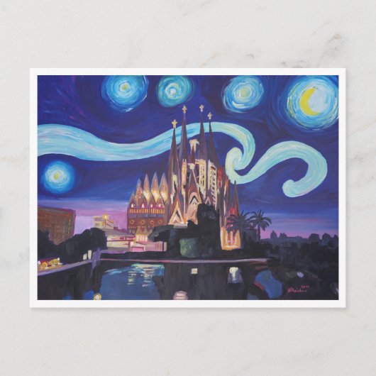 Barcelona Sagrada Familia Starry Postkarte (Vorderseite)