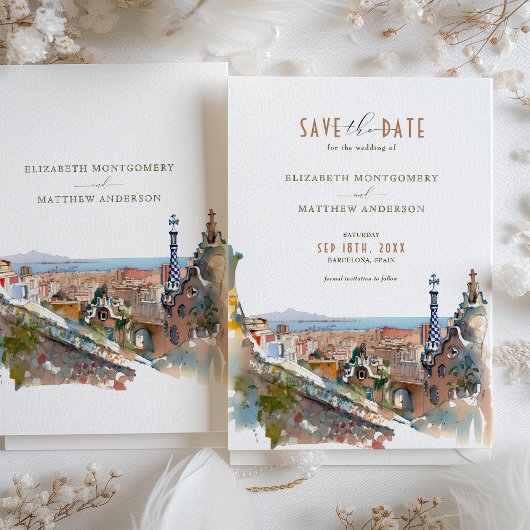 Barcelona Save the Date Zielort Spanien Spanien Sp Einladung