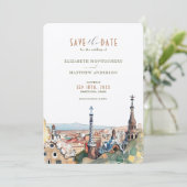 Barcelona Save the Date Zielort Spanien Spanien Sp Einladung (Stehend Vorderseite)