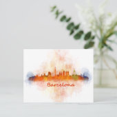 Barcelona Skyline Aquarell v04 Postkarte (Stehend Vorderseite)