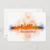 Barcelona Skyline Aquarell v04 Postkarte (Vorne/Hinten)