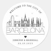 Barcelona Skyline | Begrüßungsnachricht Runder Aufkleber (Vorderseite)