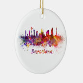 Barcelona skyline im Watercolor Keramik Ornament (Rechts)