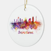 Barcelona skyline im Watercolor Keramik Ornament (Links)