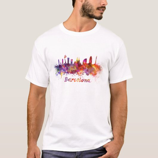 Barcelona skyline im Watercolor T-Shirt (Vorderseite)