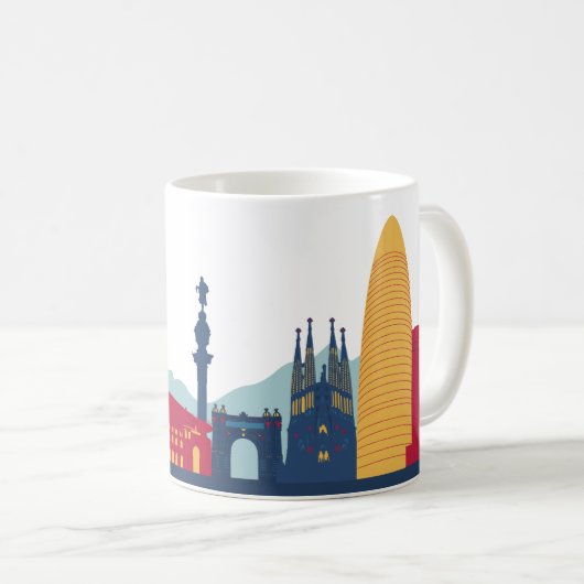 Barcelona Skyline Kaffeetasse (VorderseiteRechts)