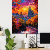 Barcelona Skyline Poster - Iconic (Heimbüro)