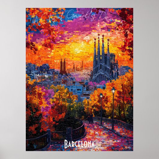 Barcelona Skyline Poster - Iconic (Vorne)