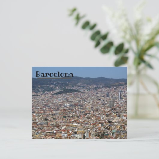 Barcelona Skyline Postkarte (Stehend Vorderseite)