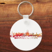 Barcelona Skyline Silhouette Großbuchstaben Schlüsselanhänger (Vorderseite)