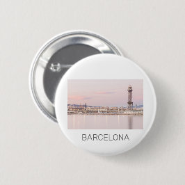 Barcelona Skyline Sunset Catalanonia Spanien Button