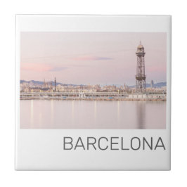 Barcelona Skyline Sunset Catalanonia Spanien Fliese