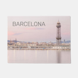 Barcelona Skyline Sunset Catalanonia Spanien Fußmatte