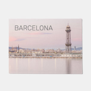 Barcelona Skyline Sunset Catalanonia Spanien Fußmatte