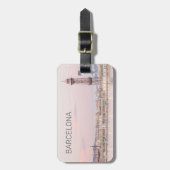 Barcelona Skyline Sunset Catalanonia Spanien Gepäckanhänger (Vorderseite vertikal)