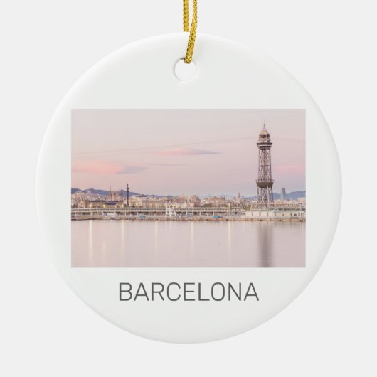 Barcelona Skyline Sunset Catalanonia Spanien Keramik Ornament (Vorne)