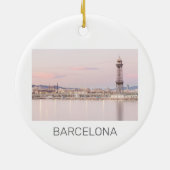 Barcelona Skyline Sunset Catalanonia Spanien Keramik Ornament (Hinten)