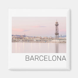 Barcelona Skyline Sunset Catalanonia Spanien Magnet