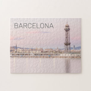 Barcelona Skyline Sunset Catalanonia Spanien Puzzle