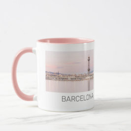 Barcelona Skyline Sunset Catalanonia Spanien Tasse