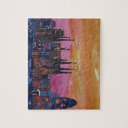 Barcelona-Skyline und Torre Agbar, Sagrada Familia Puzzle (Vertikal)