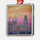 Barcelona-Skyline und Torre Agbar, Sagrada Familia Silbernes Ornament (Links)