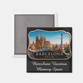 🧲 Barcelona-Skyline Urlaubserinnerung Spanien 🌇 Magnet (Vorderseite/Rückseite)