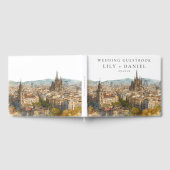 Barcelona Skyline Watercolor Wedding Gästebuch (Voll)