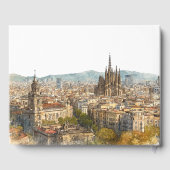 Barcelona Skyline Watercolor Wedding Gästebuch (Rückseite)