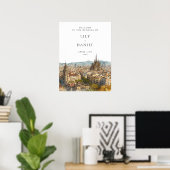Barcelona Skyline Wedding Welcome Sign Poster (Heimbüro)