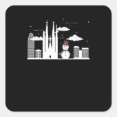 Barcelona Snowman Quadratischer Aufkleber (Vorderseite)