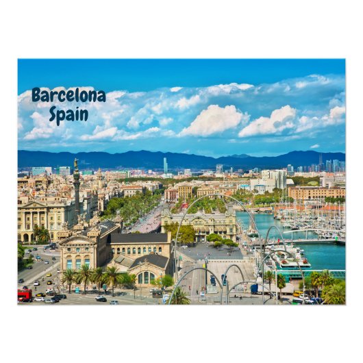 Barcelona, Spain Beautiful City View   Poster (Vorderseite)