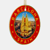 Barcelona, Spain, circle, red, Keramik Ornament (Rechts)