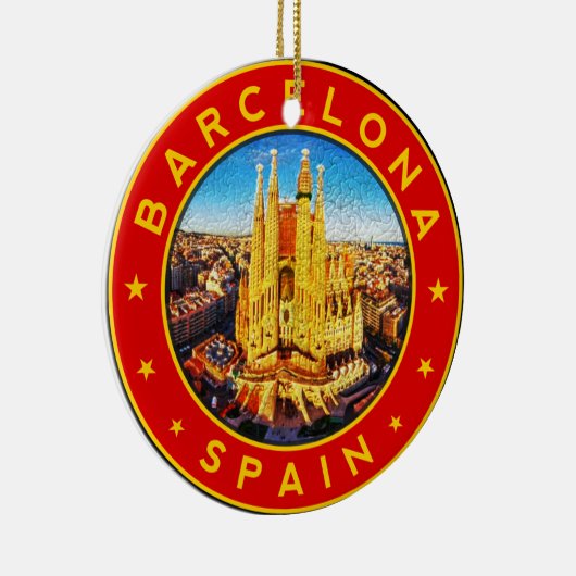 Barcelona, Spain, circle, red, Keramik Ornament (Rechts)