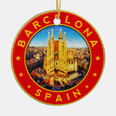 Barcelona, Spain, circle, red, Keramik Ornament (Vorne)