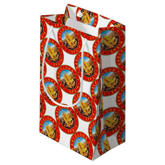 Barcelona, Spain, circle, red, Kleine Geschenktüte (Vorderseite Schrägansicht)
