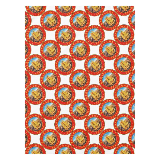 Barcelona, Spain, circle, red, Tischdecke (Vorderseite)