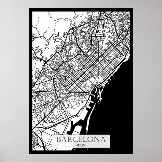 Barcelona Spain City Map Poster (Vorne)