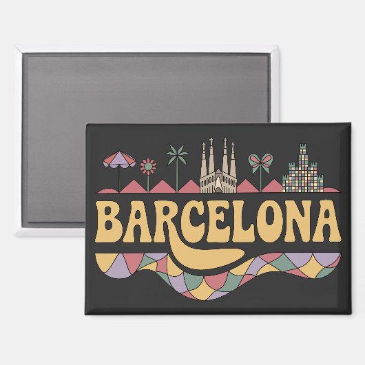 Barcelona Spain Europe Magnet (Vorderseite/Rückseite)