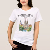 Barcelona Spain – Iconic Cathedral Tri-Blend Shirt (Vorderseite)
