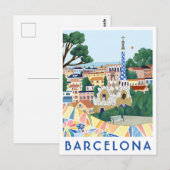 Barcelona Spain Illustrated Travel Postcard  Postkarte (Vorne/Hinten)